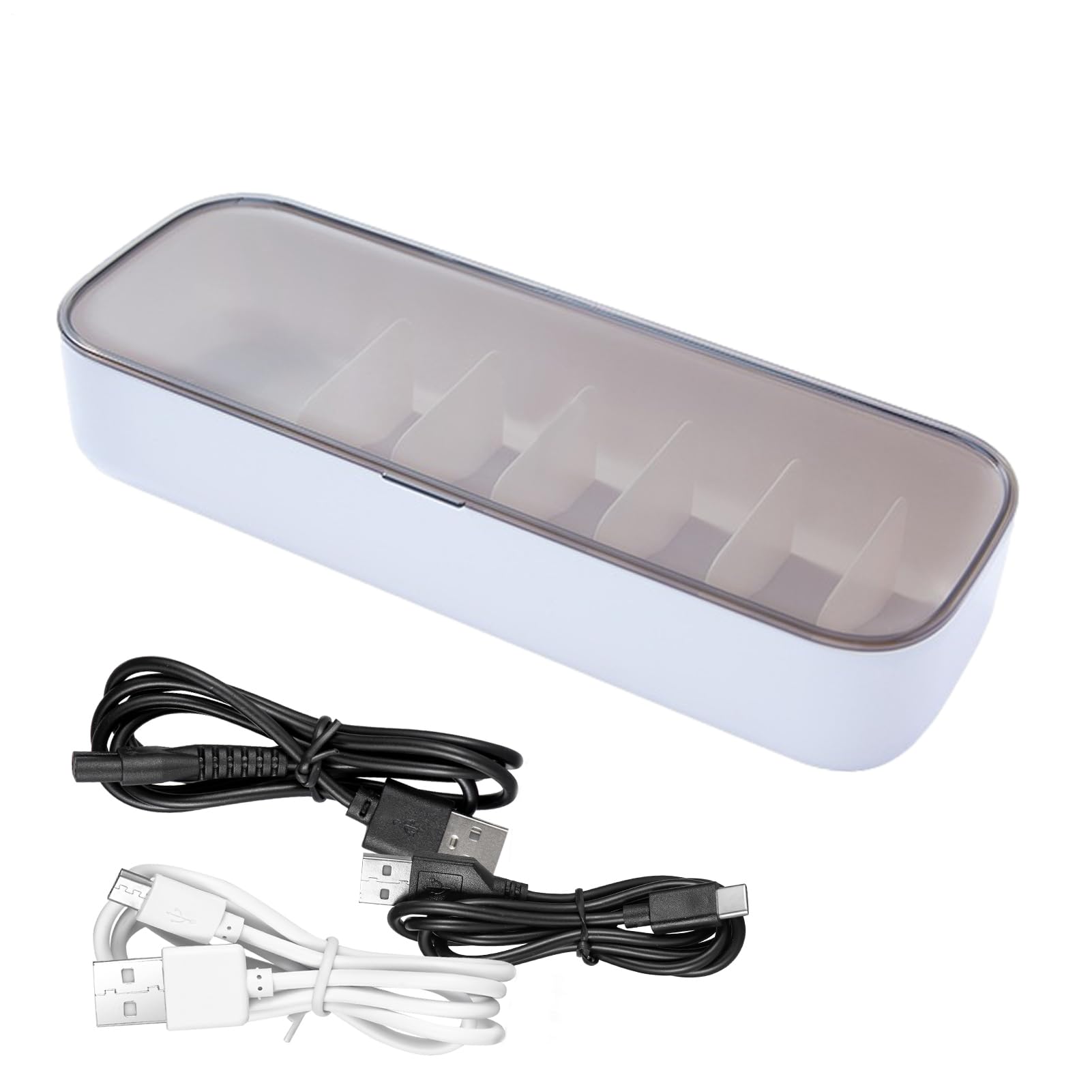 Tatuo Kabel-Organizer Box, 6 Stück Mit 60 Kabelbindern - Transparent, Mit Deckel & Abnehmbaren Trennwänden