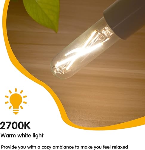 Miniatura 8 de Bombilla LED T10 regulable luz blanca diurna 5000K, bombillas LED tubulares de 2 W equivalentes a 25 vatios, 200 lm, bombilla de base media E26 para