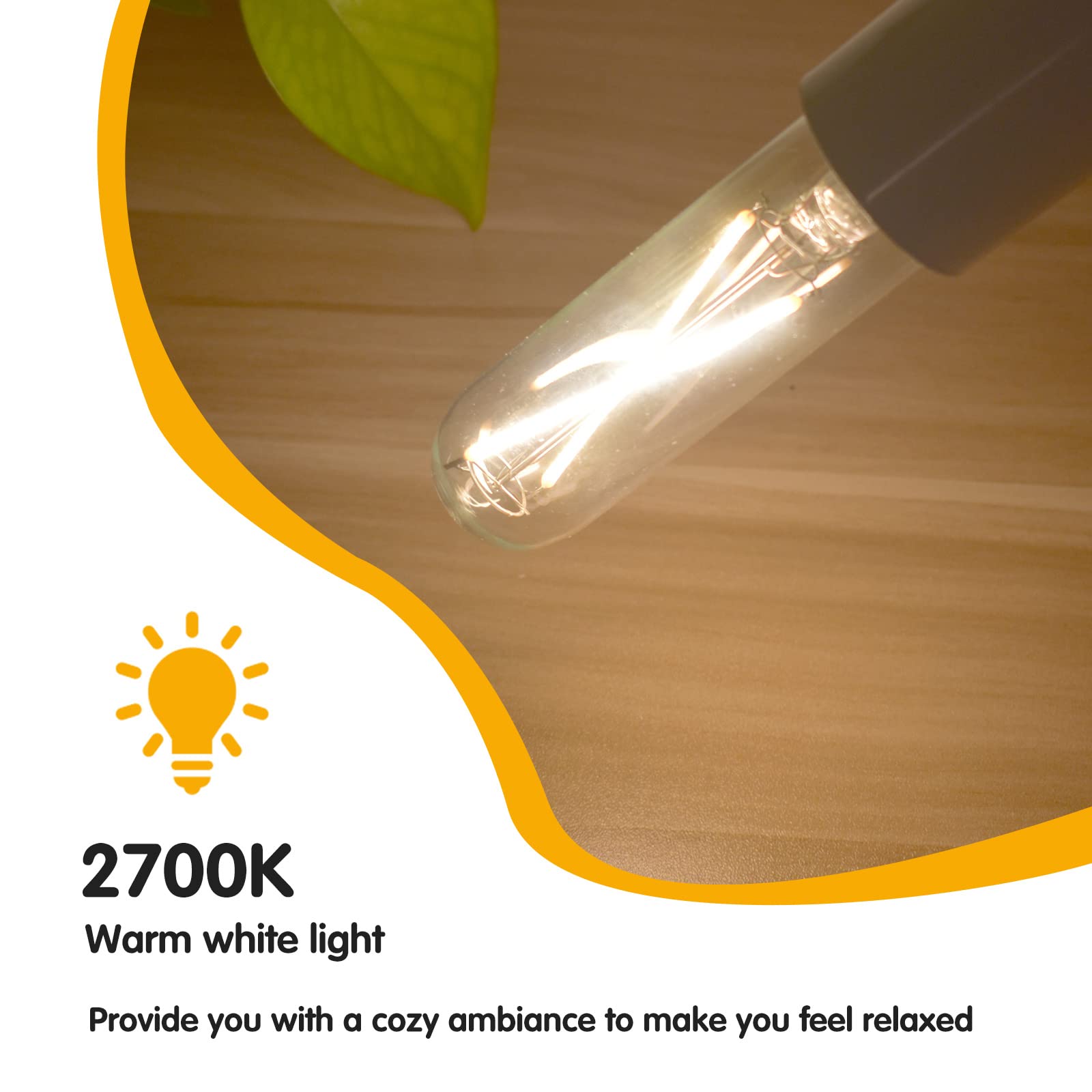 T10 Led Bulbs 2W Dimmable Tubular Led Bulb 25 Watt Equivalent Edison Style Vintage LED Filament Light Bulb — view 2