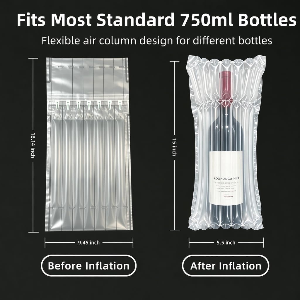 Wine Bottle Travel Protector Bags, 10 Pcs Inflatable Wine Shipping Sleeves