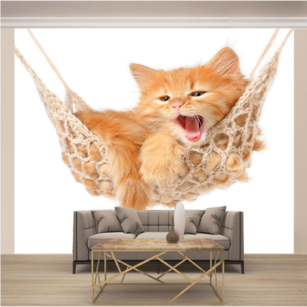 Tapisserie photo chat 3D pour réenchanter les murs du salon m2