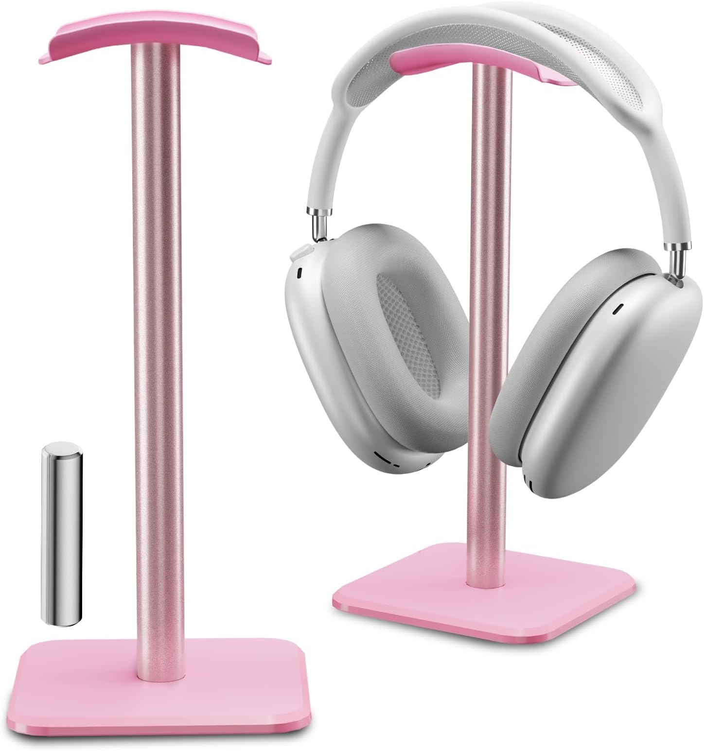 Alyvisun Headphones Stand With Weighted Base & Taller Height - Universal Desk Hook for Gaming Headset and Desktop Earphones - Pink