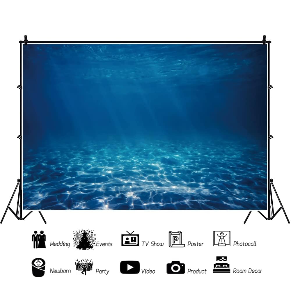 SDOTPMT 10x8ft Unterwasser Welt Polyester Hintergrund Unter Dem Meer  Unterwasser Sonnenlicht Tiefblaues Wasser Wasserpflanzen  Korallenhintergrund Marine Geburtstagsparty Dekor Fotostudio Requisiten, image size:1000x1000