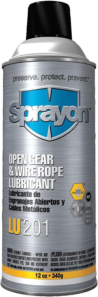 Sprayon LU201 Open Gear & Wire Rope Lubricant 12 oz Aerosol SKU #S00201000 LU201 Open Gear & Wire Lubricant