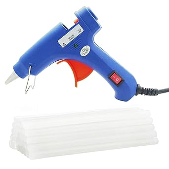 Upgraded Mini Hot Melt Glue Gun with 12pcs Glue Sticks,Removable Anti-hot Cover Glue Gun Kit with Flexible Trigger for DIY Small Craft Projects & Sealing and Quick Daily Repairs 20-watt Blue