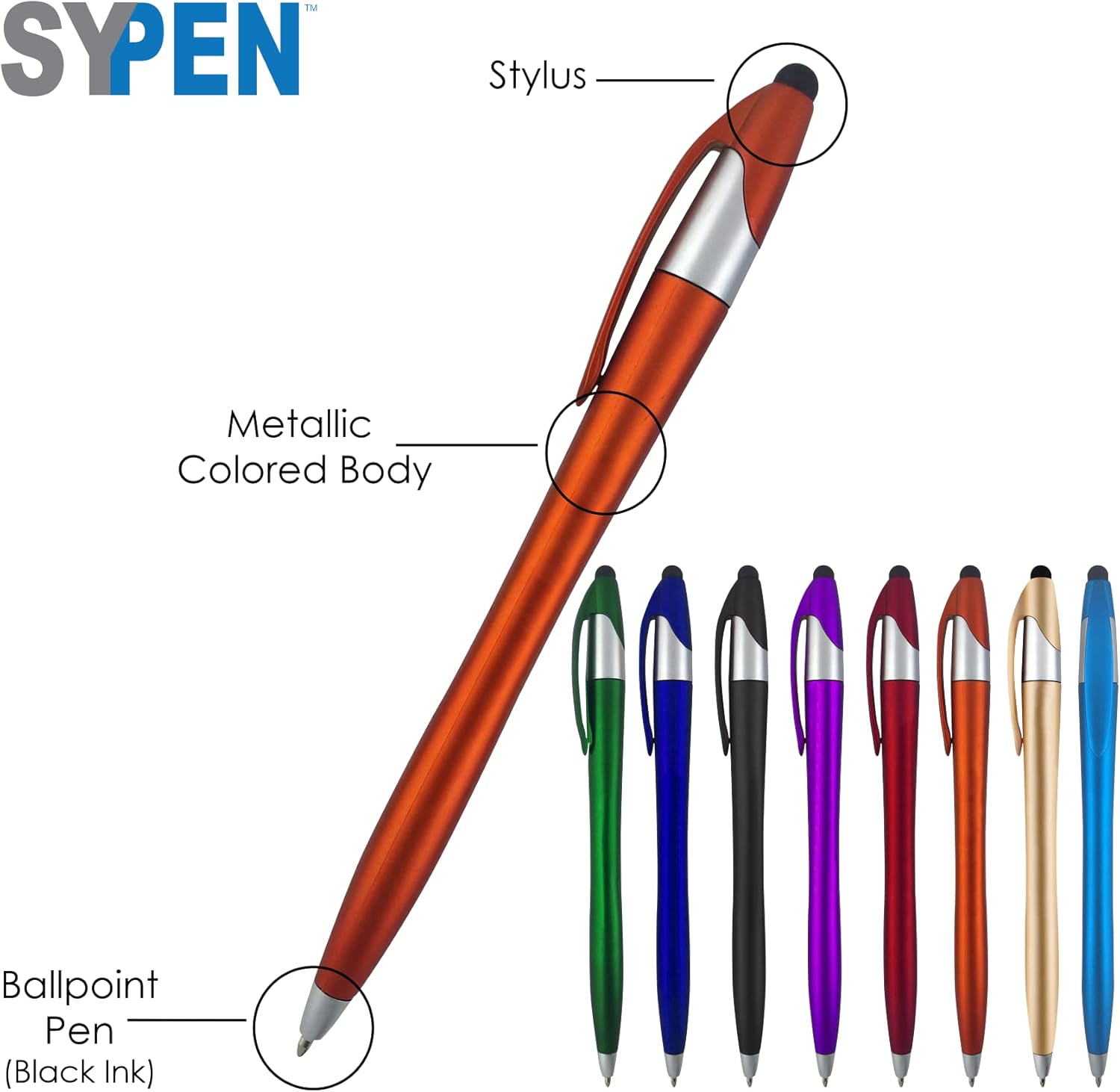 Personalized Pens With your Custom Logo or Text-300 Pack Bulk-for Businesses, Parties, and Events, 2 in 1 Capacitive Stylus & Ballpoint Pen compatible with most touchscreen Devices, Blue