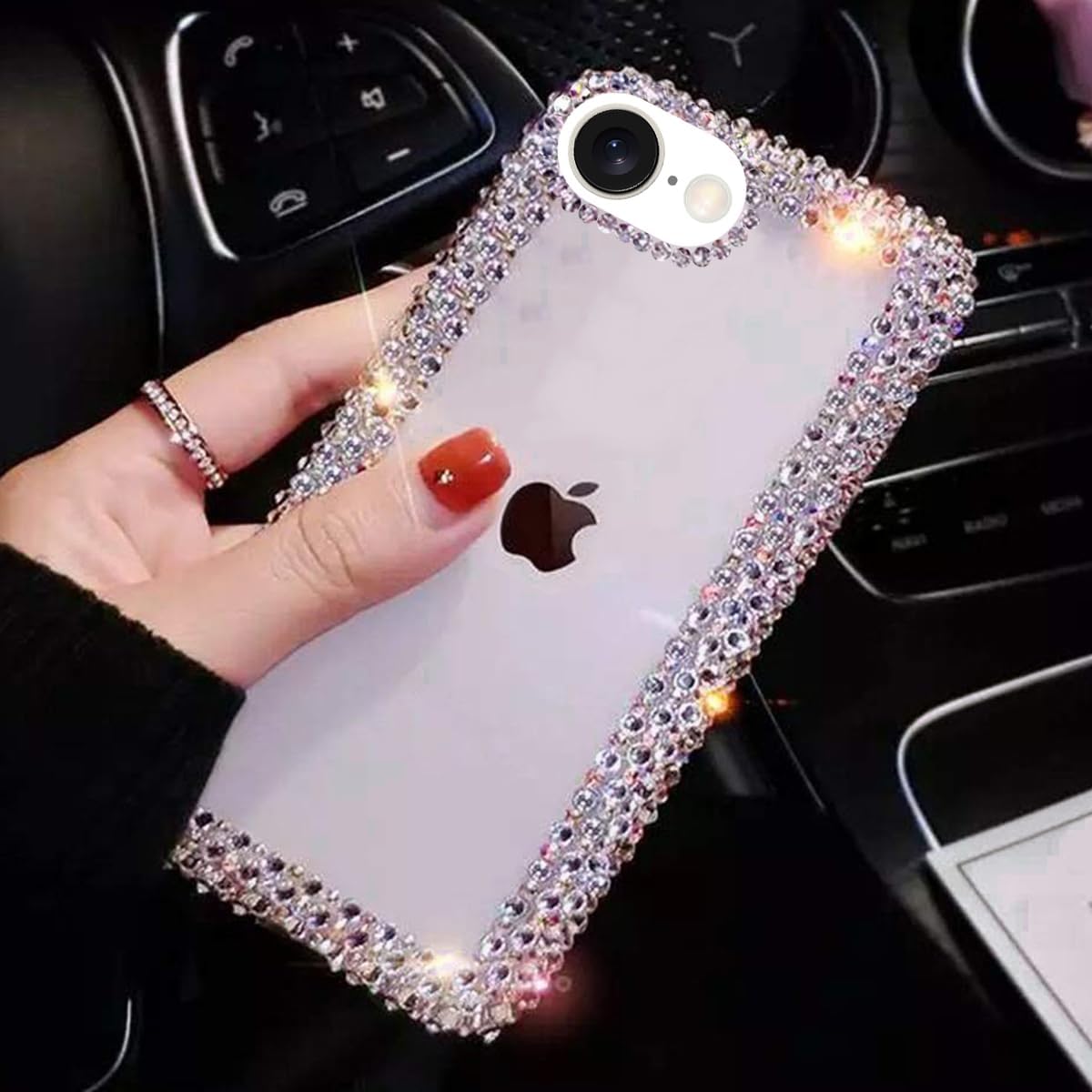 Bonitec Compatible with iPhone 16e Case for Women Girls 3D Glitter Sparkle Bling Case Luxury Shiny Cute Crystal Charms Rhinestone Diamond Bumper Clear Protective Cases Cover Clear - Image 2