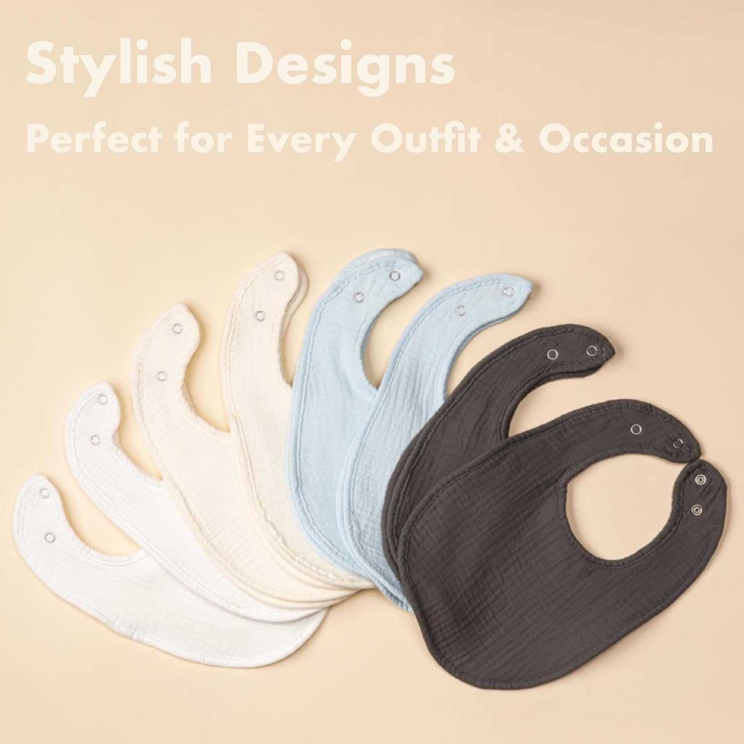 8-Pack Baby Drool Bibs, 100% Cotton, Ultra Soft & Absorbent for Newborns, Adjustable Snaps, Shower Gift