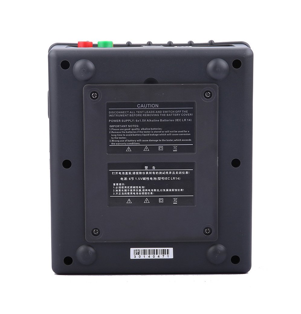 Earth Grounding Resistance Tester Meter with LCD Display Resistance Range 0.01 to 2000 Ohm Data Storage Function