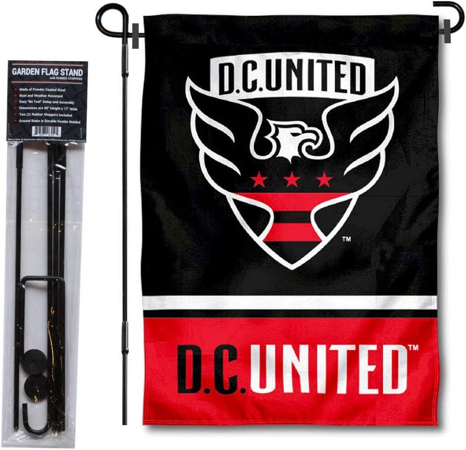 Washington DC United Garden Flag with Stand Pole Holder