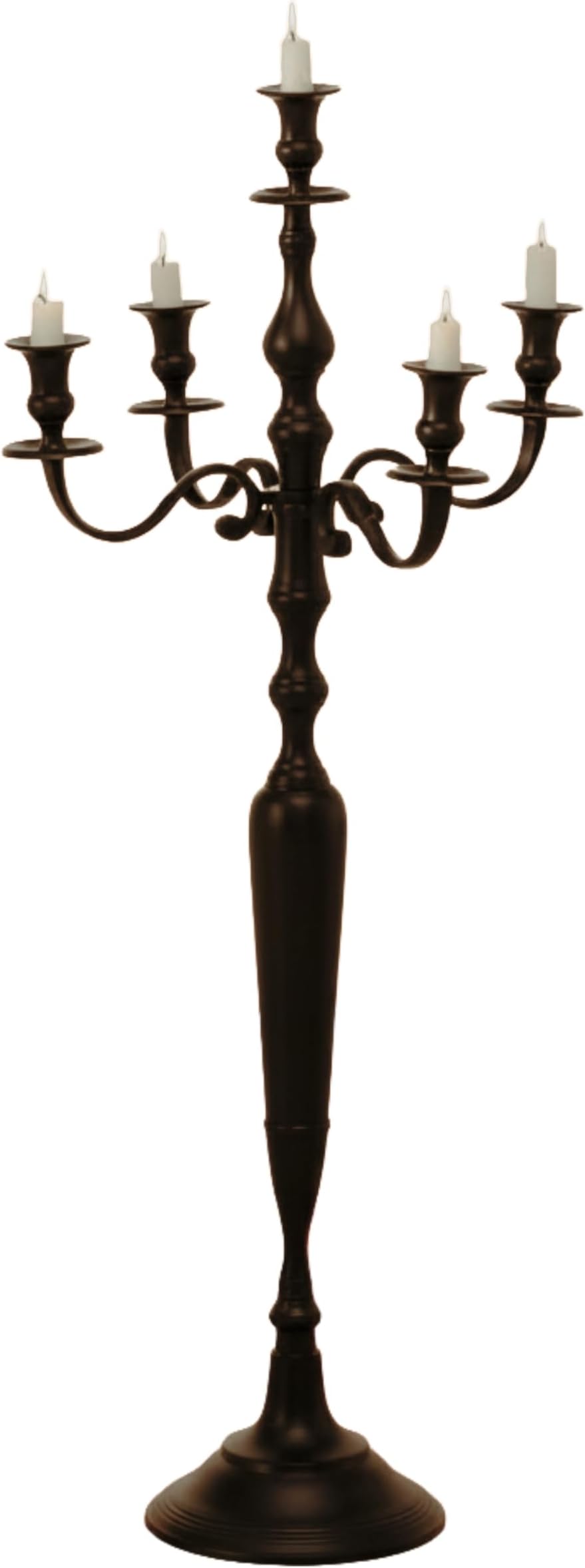 Black Floor Candelabra, 41.25 Inch Tall Standing Candle Holder | 5-Arm Centerpiece, Hand Crafted Cast Aluminum Nickel, Rustic Polished Finish, Over 3 Ft
