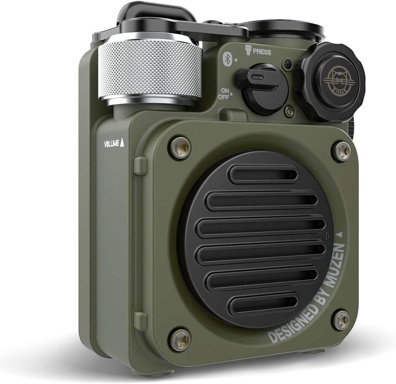 Muzen Wild Mini Rugged Portable Wireless Bluetooth Speaker 5.0 (Green)| Gift Box| Upto 8hrs Playback Time| IPX5 Waterproof| Party Boost| for Home, Party, Travel Purpose| Flashlight Modes