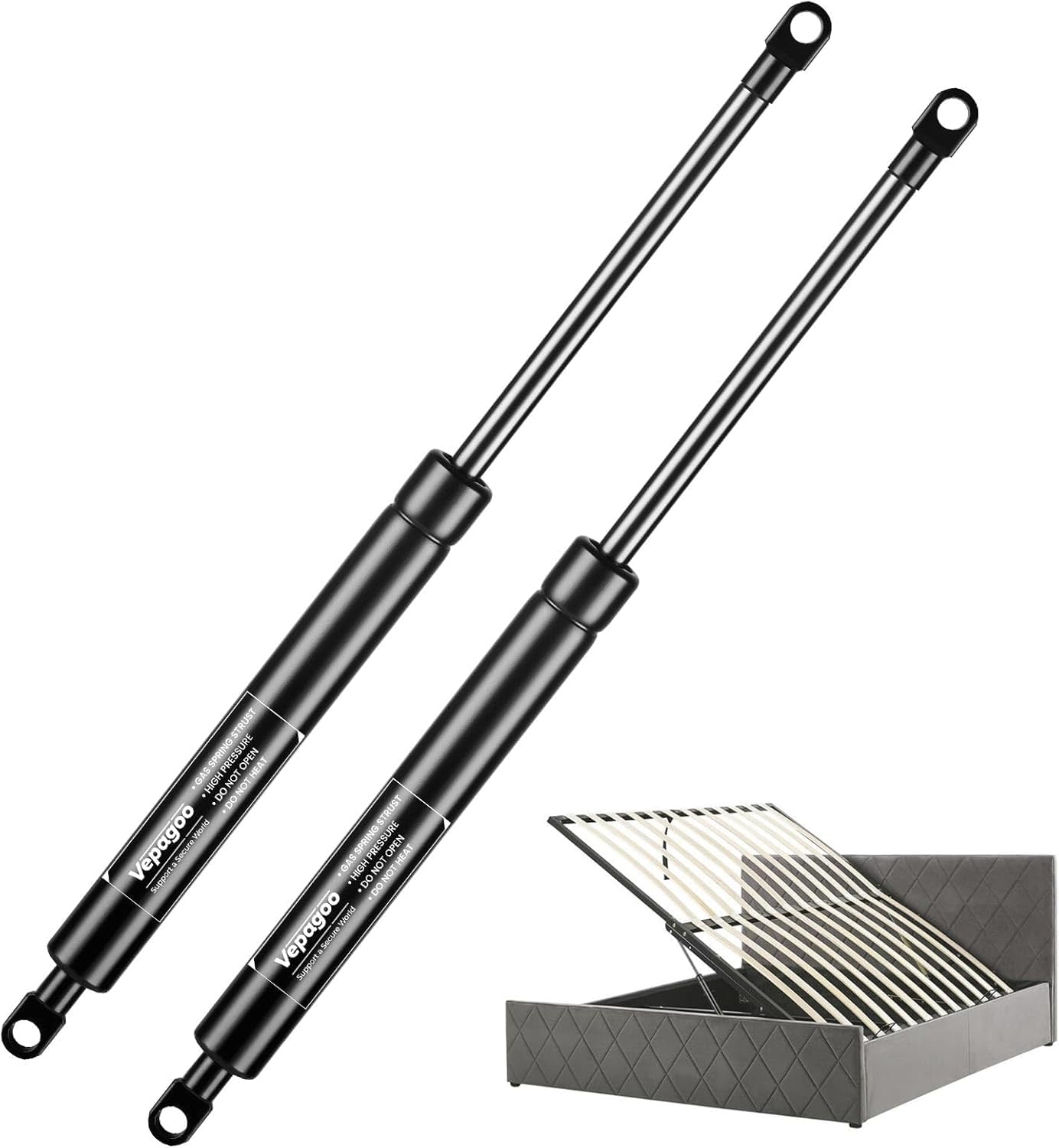 Vepagoo Molla A Gas 500MM 1000N/100KG, Ammortizzatore A Gas Per Cassette Da Letto, Porte, Portelli Da Pavimento, Finestre A Capannone E Altri Carichi Pesanti, Occhiello 8mm (Connettore M8)
