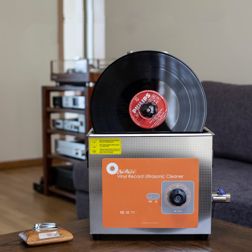 Pulitore ad ultrasuoni per dischi in vinile da 4 litri, lavadischi da 12 pollici, stendibiancheria per dischi ad ultrasuoni da 140 W, macchina per la pulizia dei dischi in vinile Timer 1-60 minuti