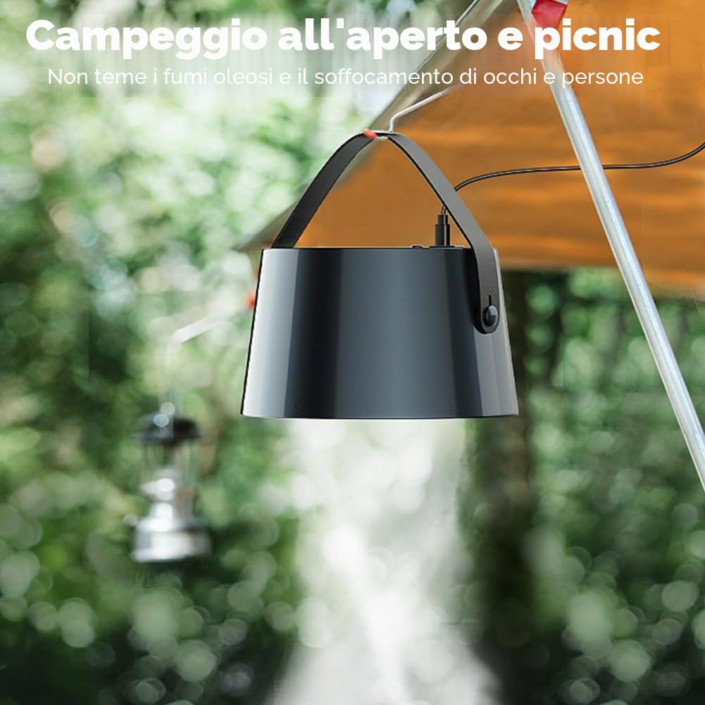 Cappa aspirante da tavolo, portatile e potente, 3 livelli di vento, ventilatore rimovibile e lavabile, ideale per grigliate al coperto, fonduta e cucina camper (grigio)