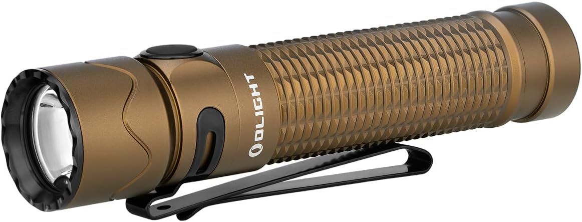 OLIGHT Warrior Mini2 1750 Lumens Rechargeable Tactical Flashlight with Dual Switch and Proximity Sensor, High Performance LED Light for EDC, Outdoor, Camping and Emergency (Desert Tan)