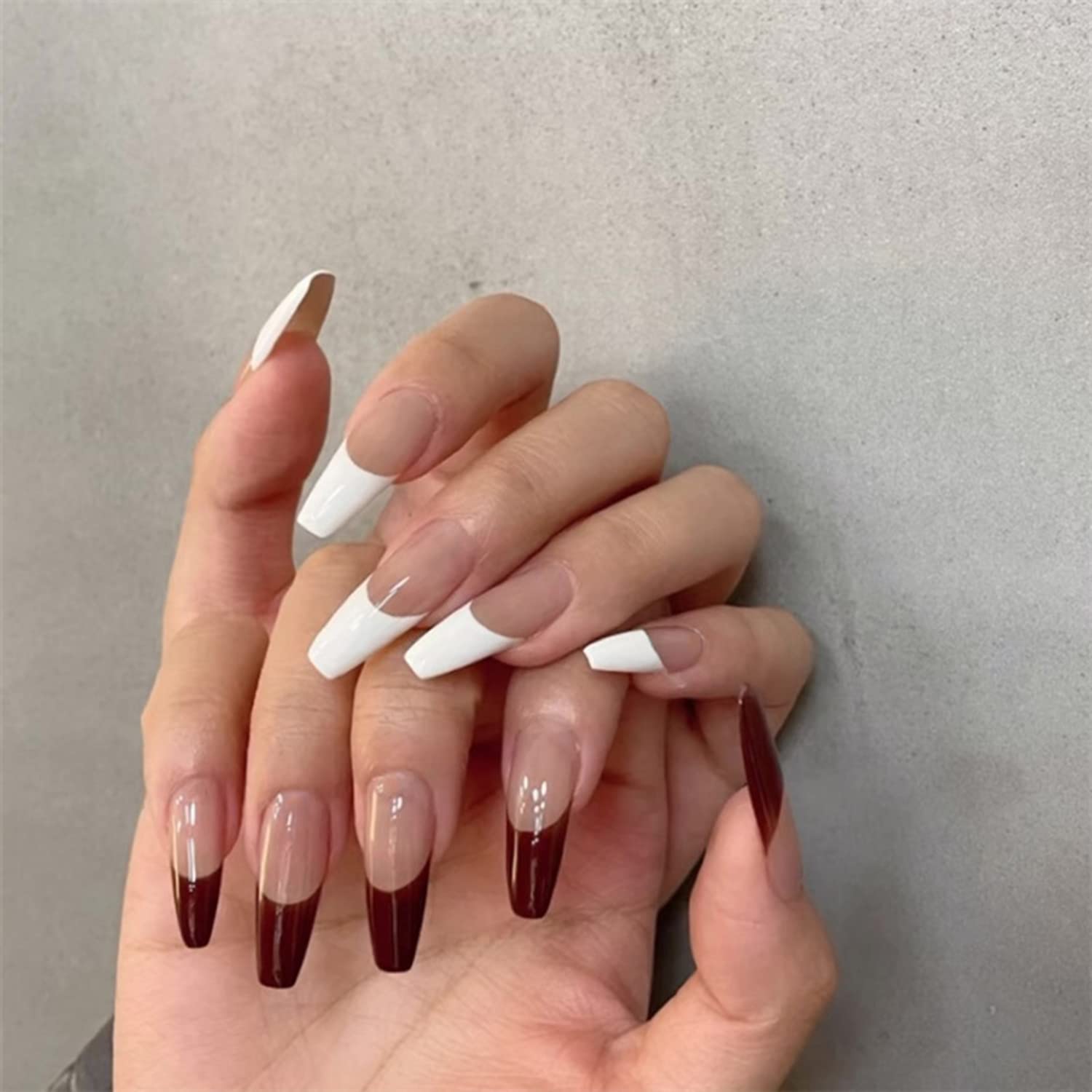 Medium Length Press on Nails - Reusable French Tip Design