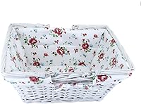 Vista 8 de Cesta de regalo de mimbre de color blanco con asas plegables dobles, Kingwillow (blanco)