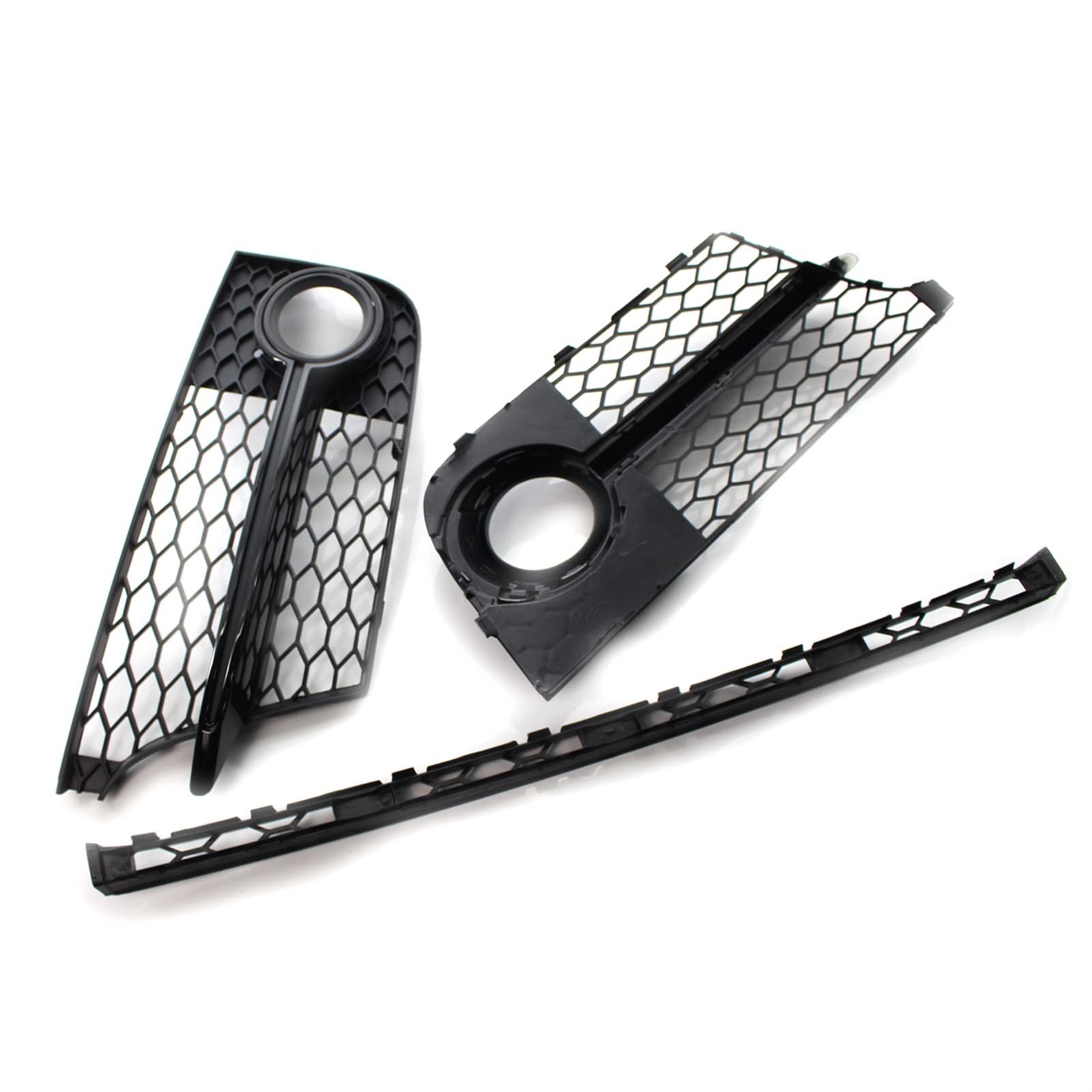 ABS Griglia A Nido d'Ape Hex Auto Anteriore della Luce di Nebbia Griglia Griglia + Centro Inferiore Griglie Fit for Audi TT MK2 S-Line TTS 2011 2012 2013 2014 (Color : Black Set)