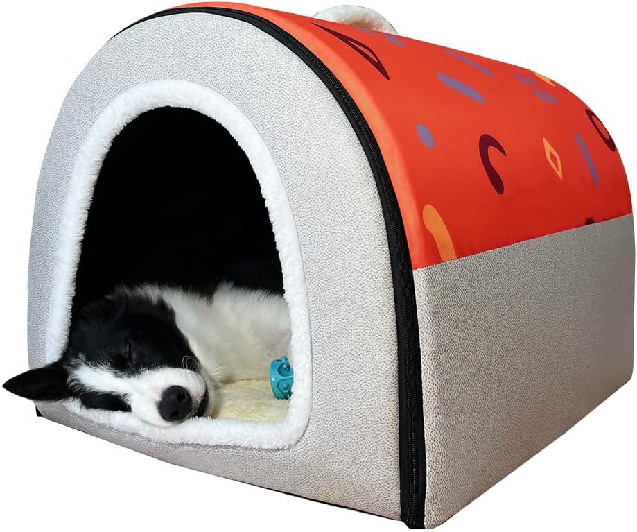 Dog Bed,2 Ways to Use,Indoor Pet House with Fluffy Mat,Removable and Washable Cover,Splash-Proof House and Non-Slip Bottom,for Large Dogs(2XL Star)