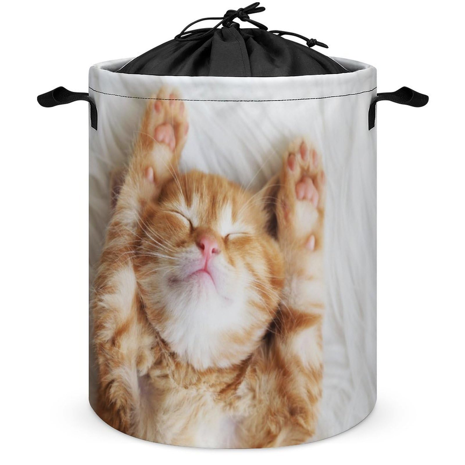 Qjjinxior Drawstring Laundry Hamper, Cat Nail Pattern Cat Pattern Laundry Basket, Washing Basket with Handle