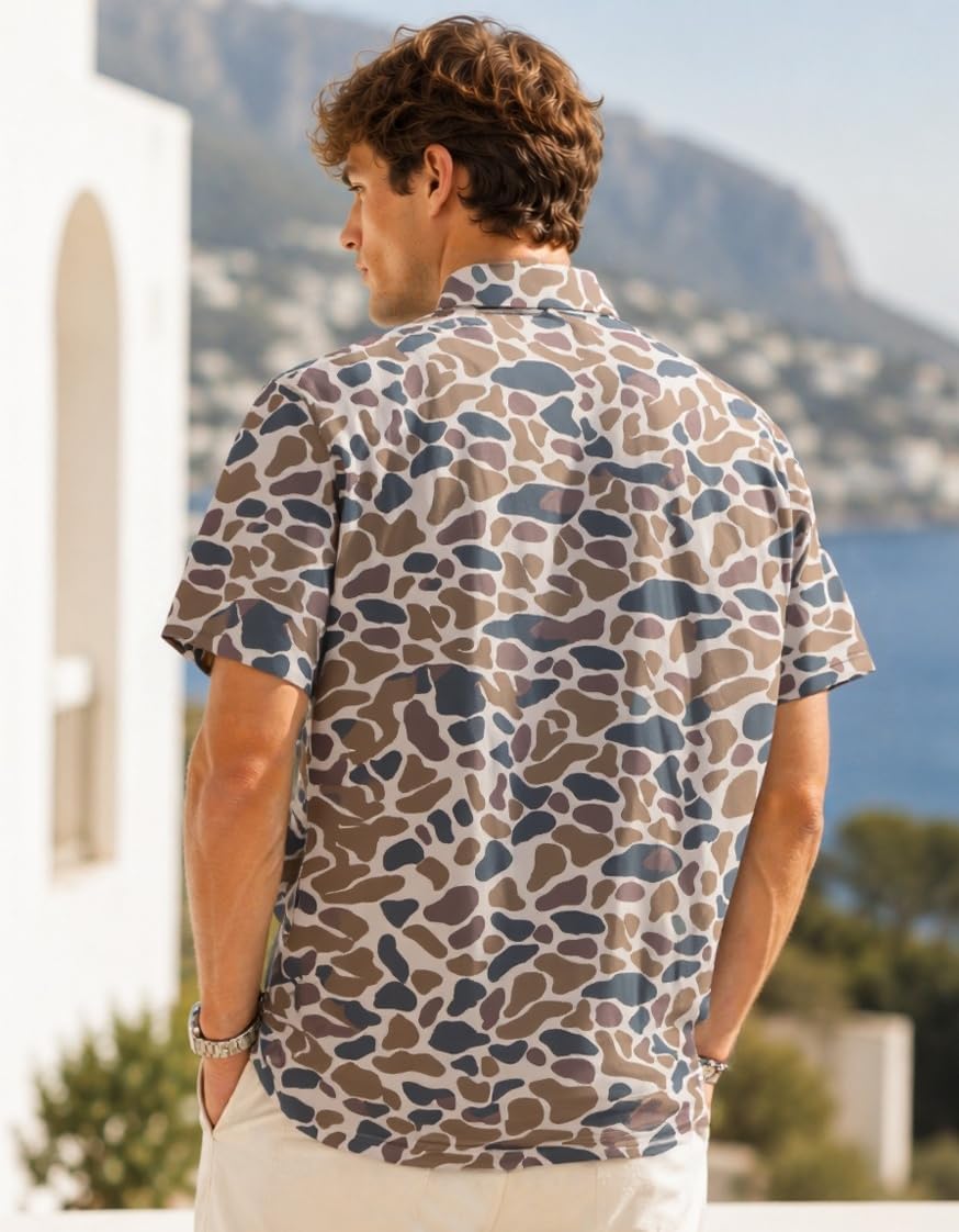 Men's Modern Printed Polo Shirt, Short Sleeve, Regular Fit, Casual Multicolor Design, Summer Tops image 2