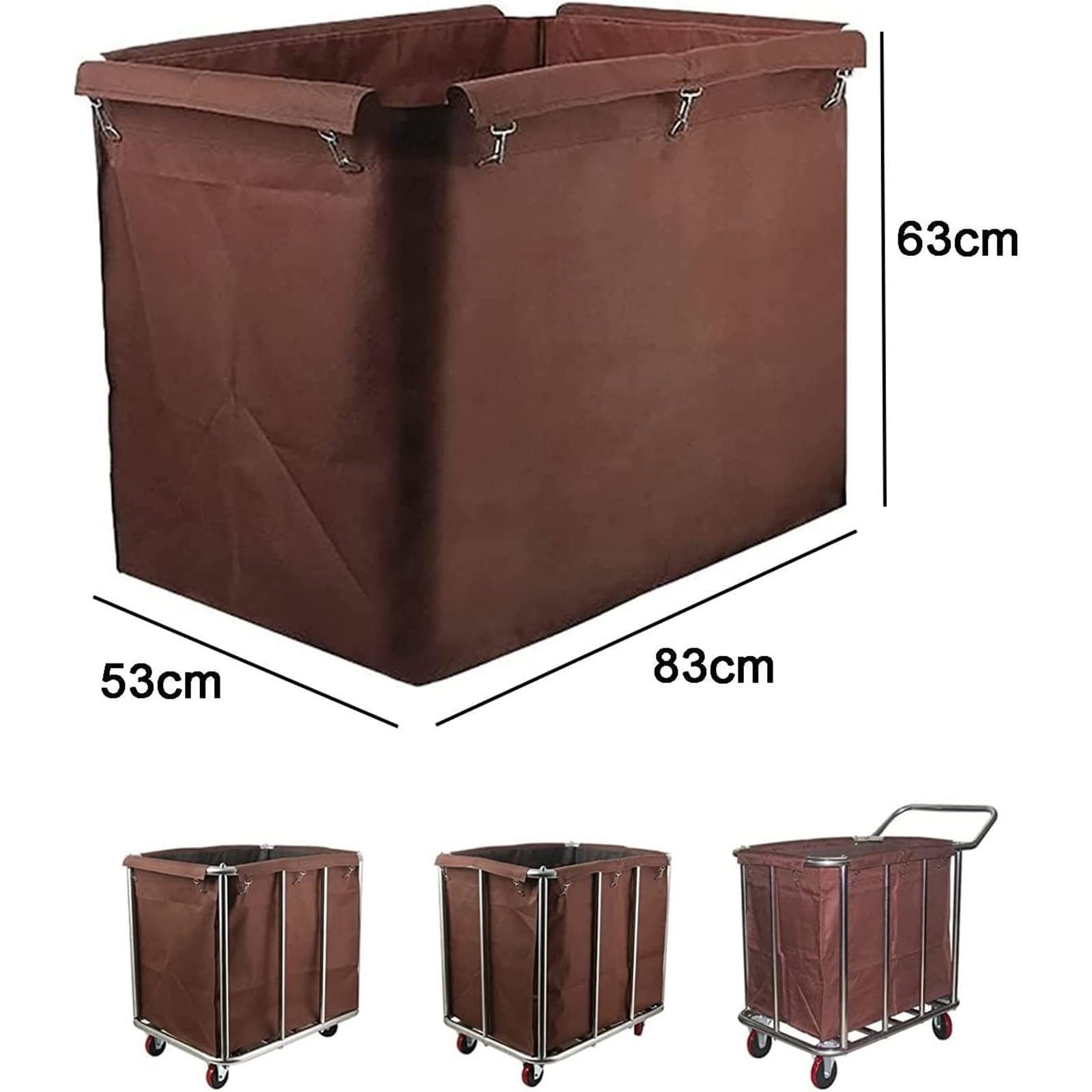 Borsa di ricambio per carrello portabiancheria, impermeabile, rettangolare, rimovibile, ideale per lavanderia, hotel e servizi di pulizia