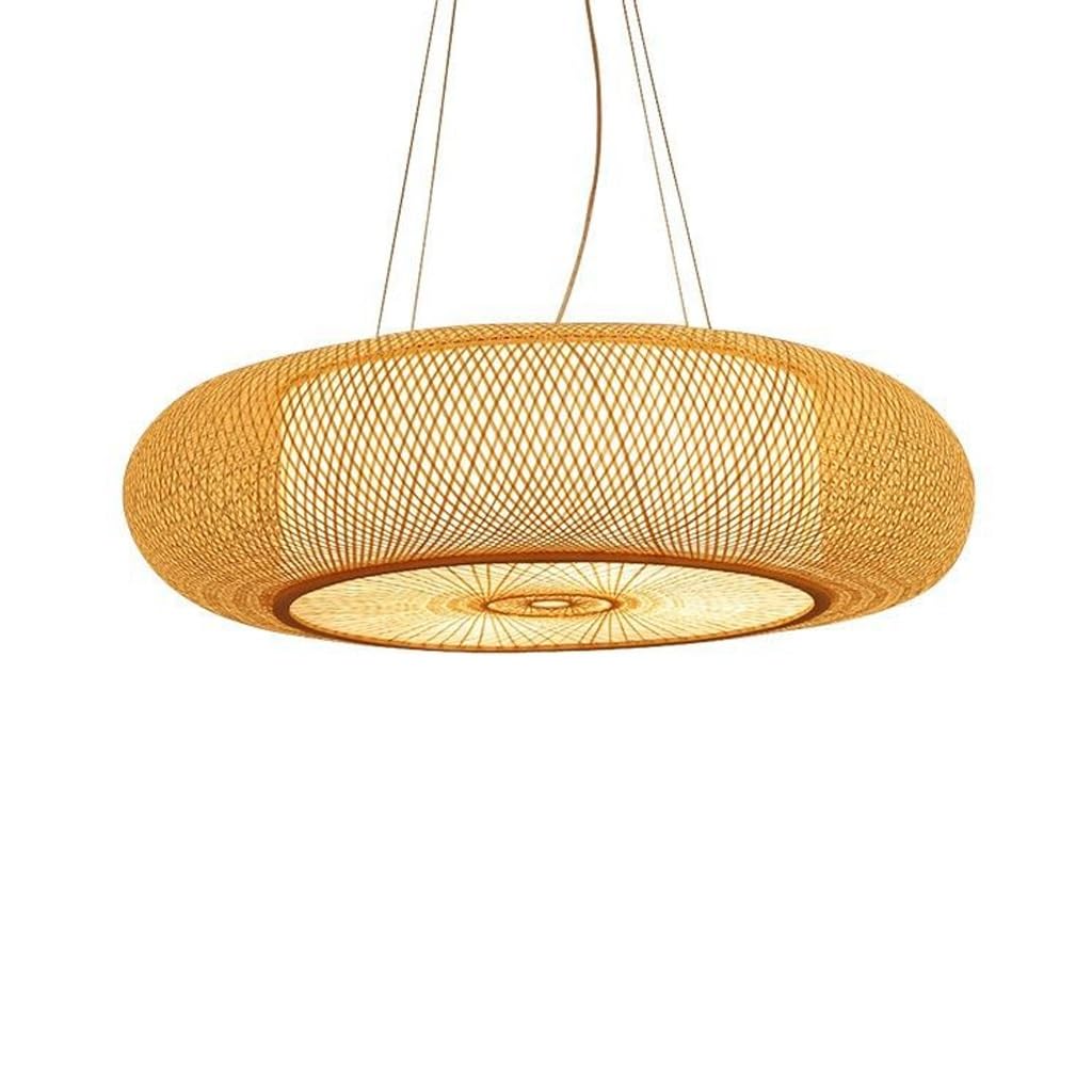 DOCJX E27 Bamboo Pendant Light Retro Ceiling Light Natural Bamboo Chandelier Rattan Lampshade Hanging Lamp Hand-Woven Restaurant Living Room Bedroom Office Decorative Lighting (Size : 50cm)