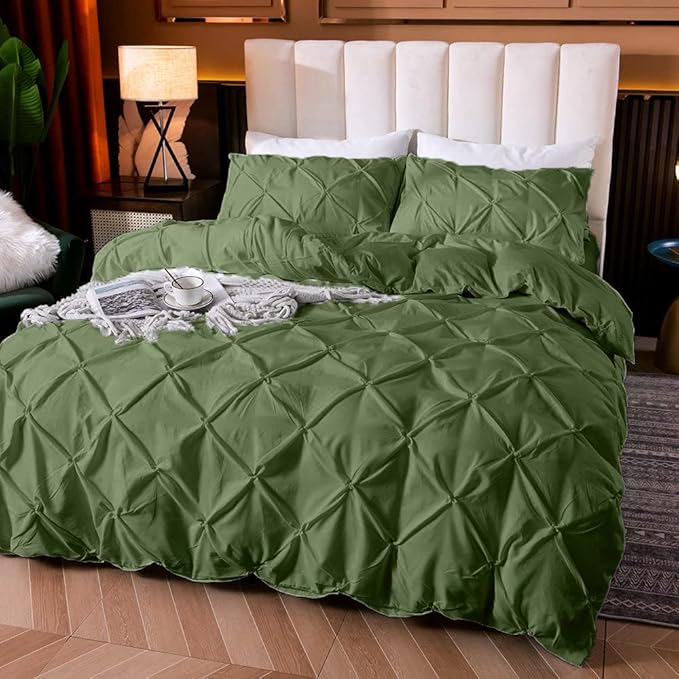 Cloud Fino Cotton 600 Thread Count, Luxurious Pleated Design Duvet Cover |1 Duvet Cover with 2 Pillow Shams 17