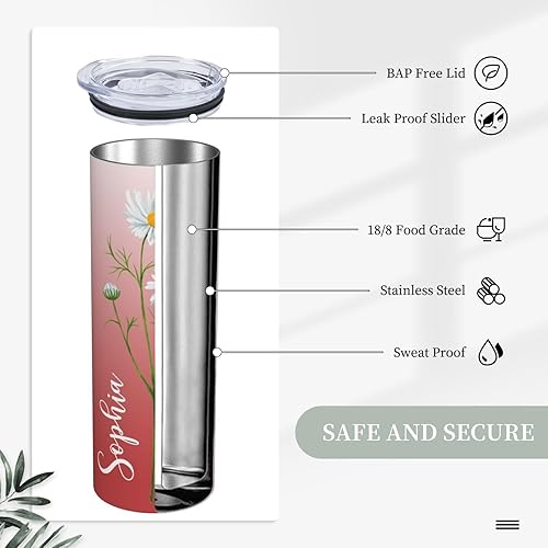 Miniatura 37 de Vaso delgado personalizado con tapa y pajita, tazas personalizadas con nombre de foto, texto, impresión personalizada, taza de imagen, regalos