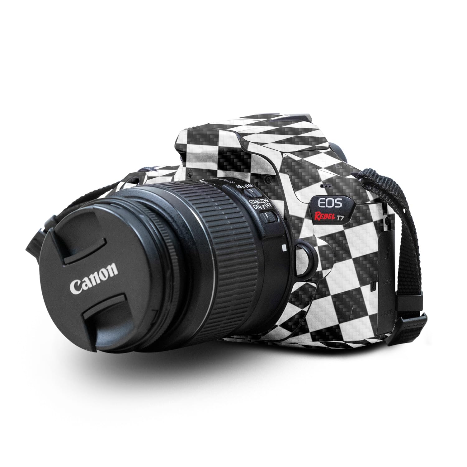 Carbon Fiber Skin Compatible with Canon EOS Rebel T7 Camera - Check - Premium 3M Vinyl Protective Wrap Decal Cover - Easy to Apply | Crafted in The USA by MightySkins