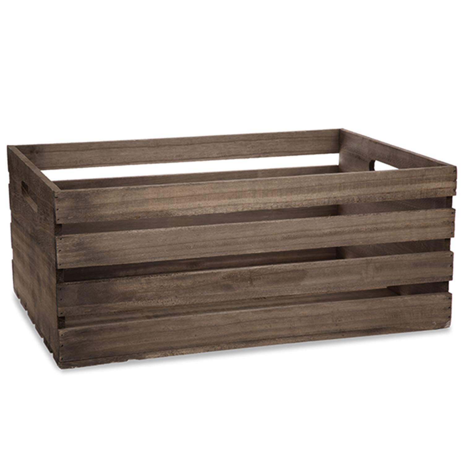 The Lucky Clover Trading Antique Brown Wooden Storage Crate with in-Handles - XL 19in