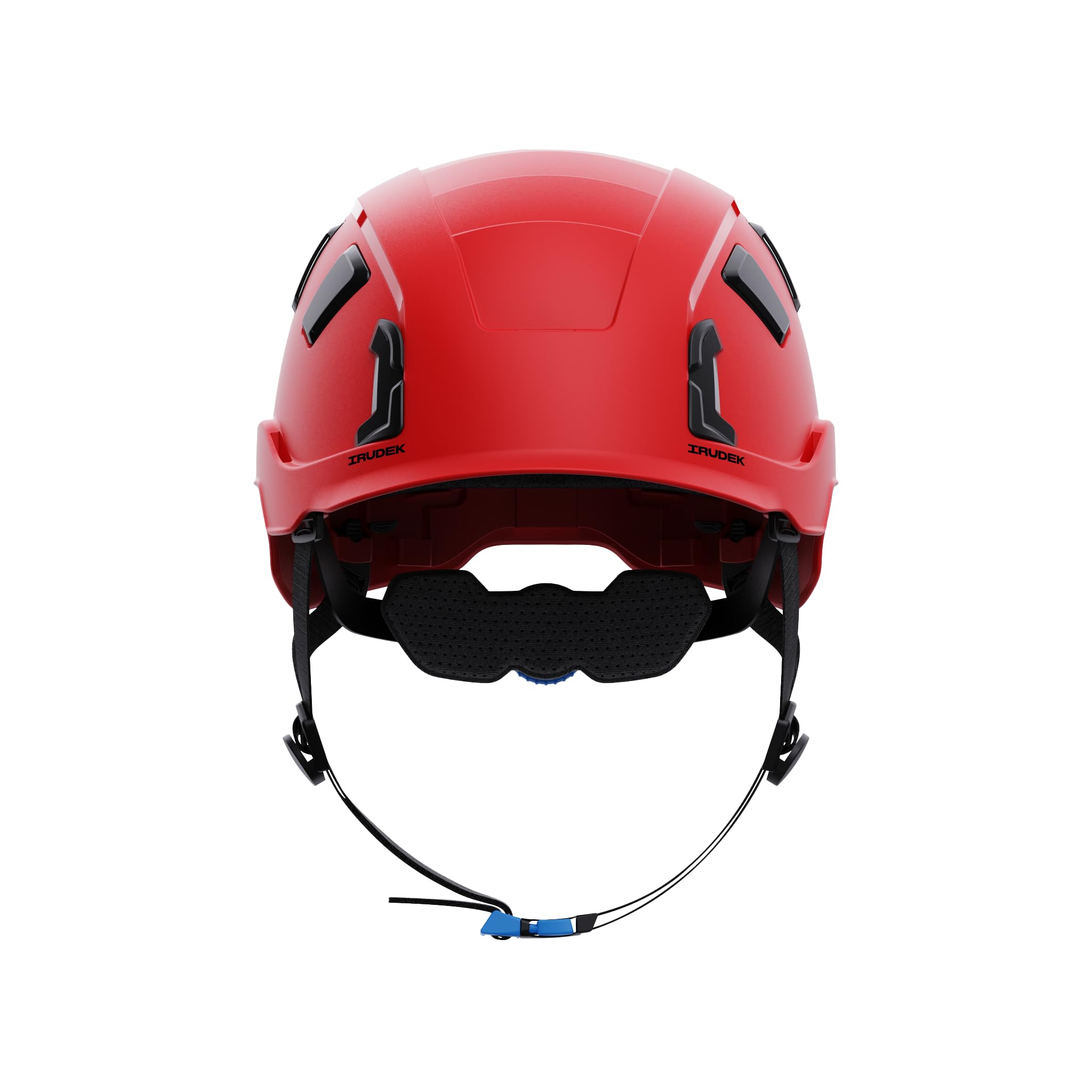 Irudek OREKA II Vent Rojo – Casco ventilado para Trabajos en Altura, ABS Ultraligero, barboquejo Ajustable, Ranuras universales 30 mm, Chip NFC Integrado, Certificado EN 397 y EN 12492