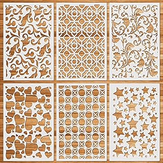 OOTSR 6Pcs Craft Stencils Templates Reusable, Painting Drawing Stenicl Templates, Plastic Painting Stencils Art Craft Stencil for Painting on Wood, Floor, Furniture Wall Home Decor