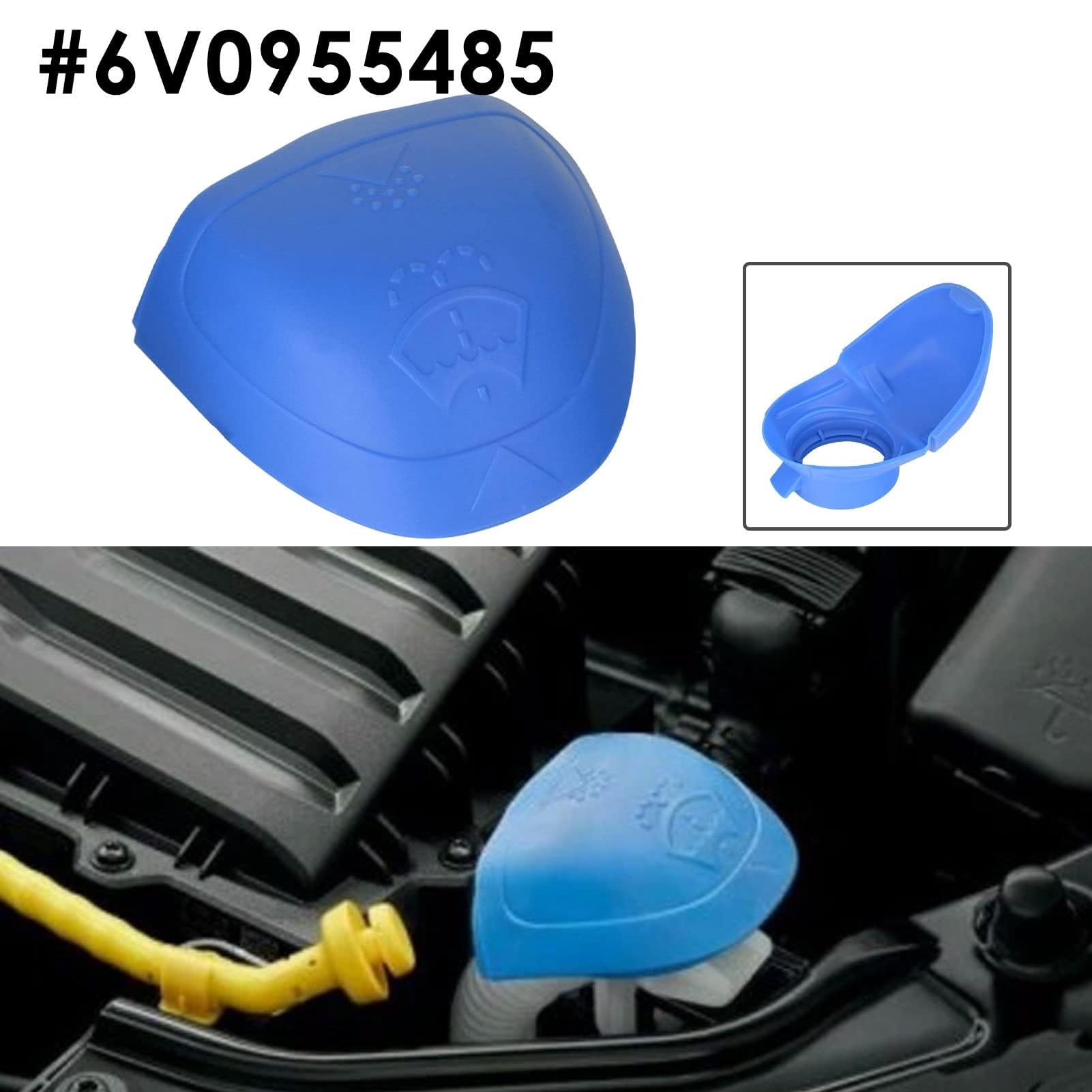 ANBOO Samochodowa pokrywa na butelkę do spryskiwacza szyby samochodowej, lejek, pokrywa zbiornika na wodę, pokrywa zbiornika na wodę, kompatybilna z VW Skoda Audi, kompatybilna z 6V0955485 / 000096706