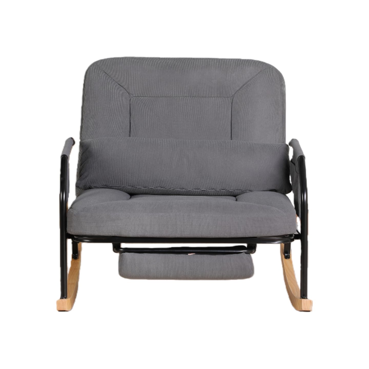 Mecedora Glider con reposapiés, cojín acolchado, respaldo ajustable, interior/exterior, salón, dormitorio, balcón, porche, pana, gris