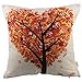 HOSL Orange Heart Shape Tree Square Decorative Throw Pillow Case Cushion Cover 17.317.3 Inch (44CM44CM)