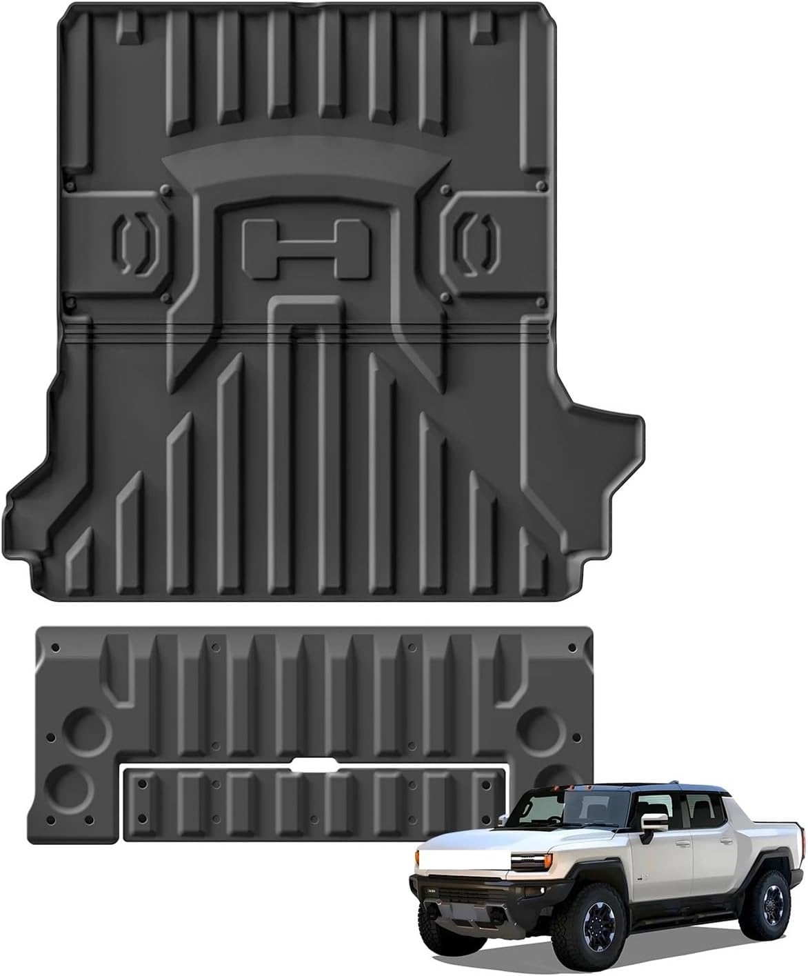 Compatible with Hummer EV 2022-2024 Car Rear Trunk Mats Truck Bed Liner Pad TPE 3D All Season Protection Black