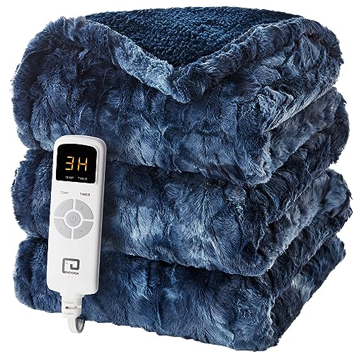 EHEYCIGA Electric Heated Blanket Throw Faux Fur, 10 Hours Auto Shut Off