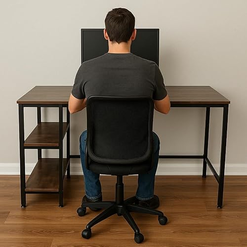 Miniatura 9 de Escritorio de computadora moderno e industrial, escritorio de oficina en casa con estantes de almacenamiento, mesa de estudio de madera para