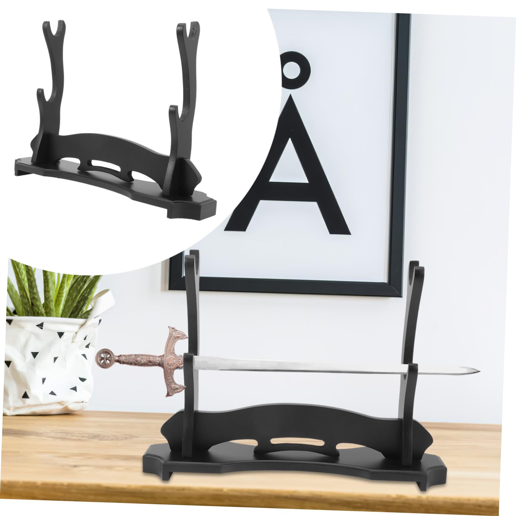 Cabilock Soporte de Espada de Madera Estable y Duradero Exhibidor de Mesa para Espada y Accesorios Soporte Portátil para Decoración Medieval y Exhibición el Hogar