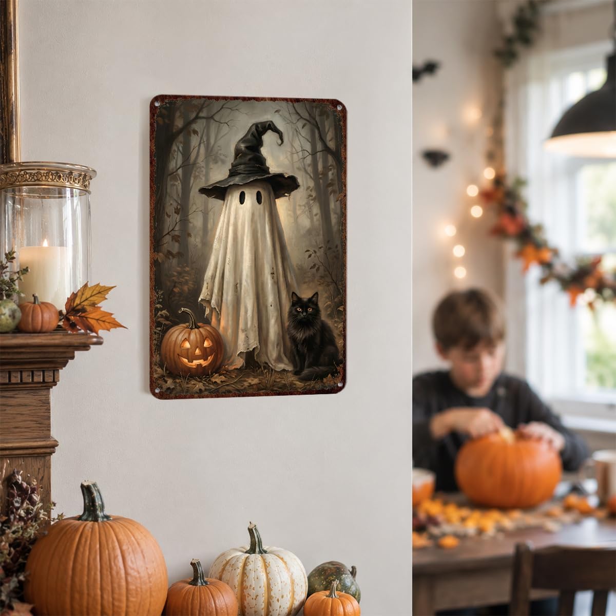 Halloween Decorations Ghost Pumpkin Wall Art Black Cat Ghost Wall Decor 1 image 4
