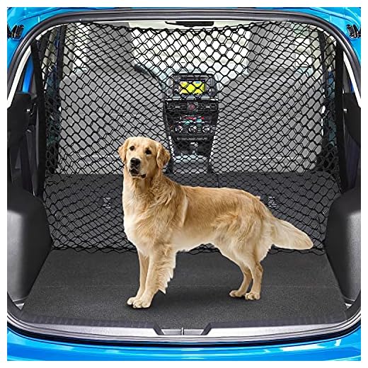 Dog Car Barrier SUV Pet Net + Free Metal Hooks, Dual Layer Pet Travel Safety Barrier Net , Easy to Install and Remove, Adjustable Car Dog Divider for Trucks, SUV, Vans, Car Net Organizer Storage Bag