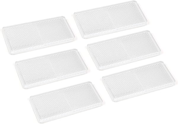 6 PCS Catadiottri Bianco autoadesivi per rimorchi, Catarifrangenti plastica rettangolari 9,2 * 4,2 * 0,7 cm per Auto, Camion, roulotte, Barche, recinzioni, Garage, cancelli - 1