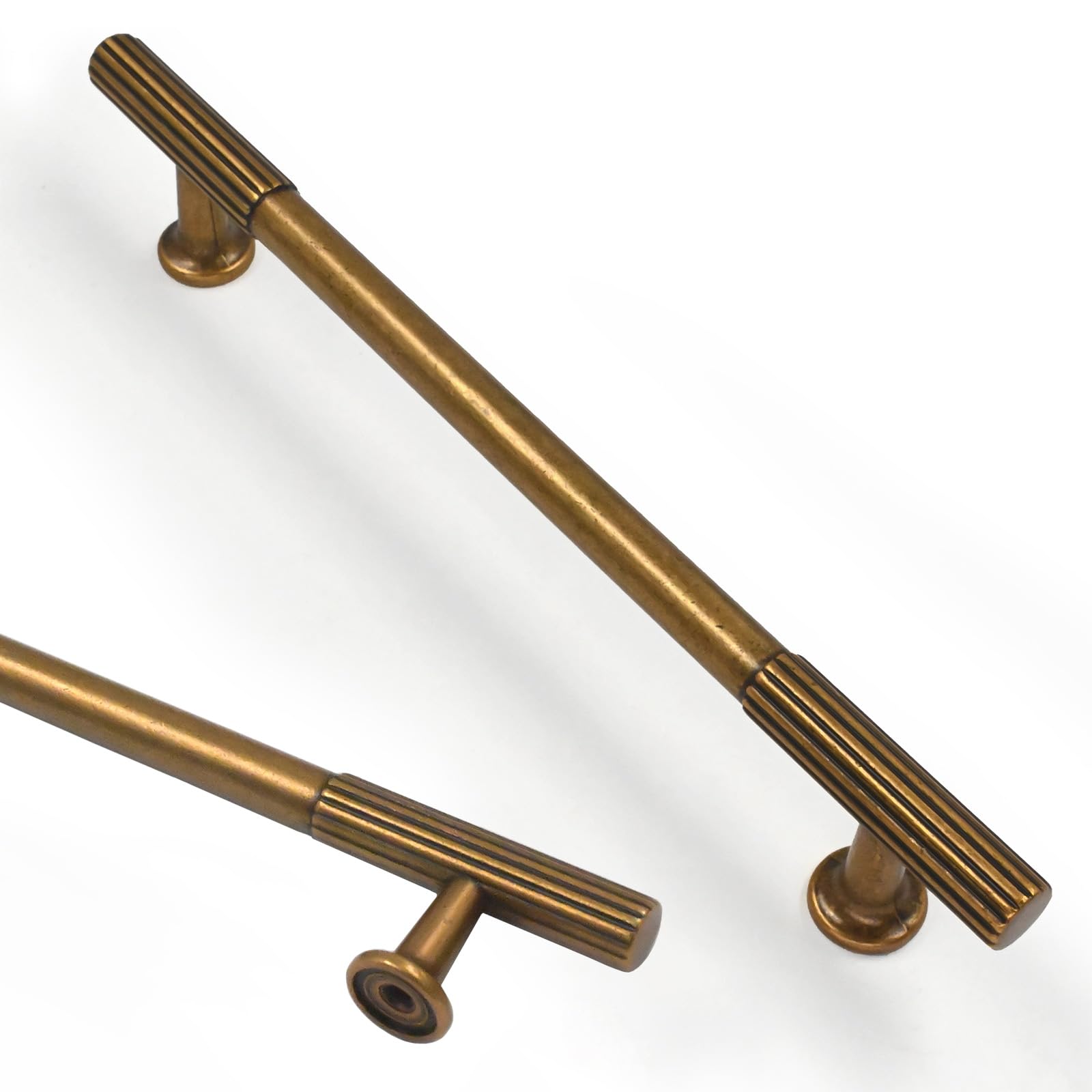 Amerdeco 10 Pack Antique Brass Cabinet Pulls 6.3 Inch(160mm) Hole Centers Kitchen Cabinet Handles Solid Zinc Alloy Cabinet Hardware Drawer Pulls AM020 — image 1