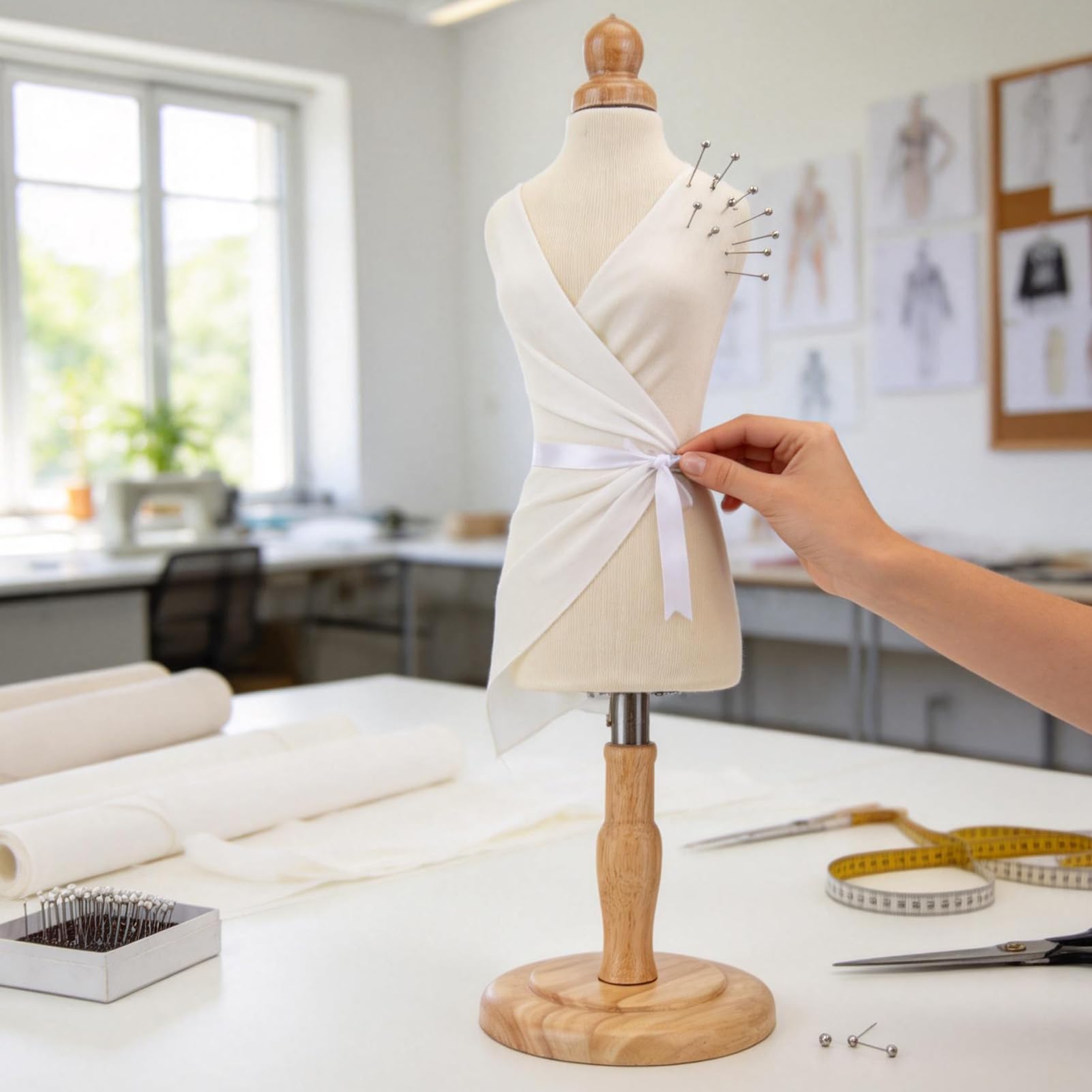 Forme de Robe pour Enfant avec Base en Bois, Corps de Torse de Mannequin avec Support en Bois réglable, Buste de Corps de Mannequin pour présentation de Robe, Conception de