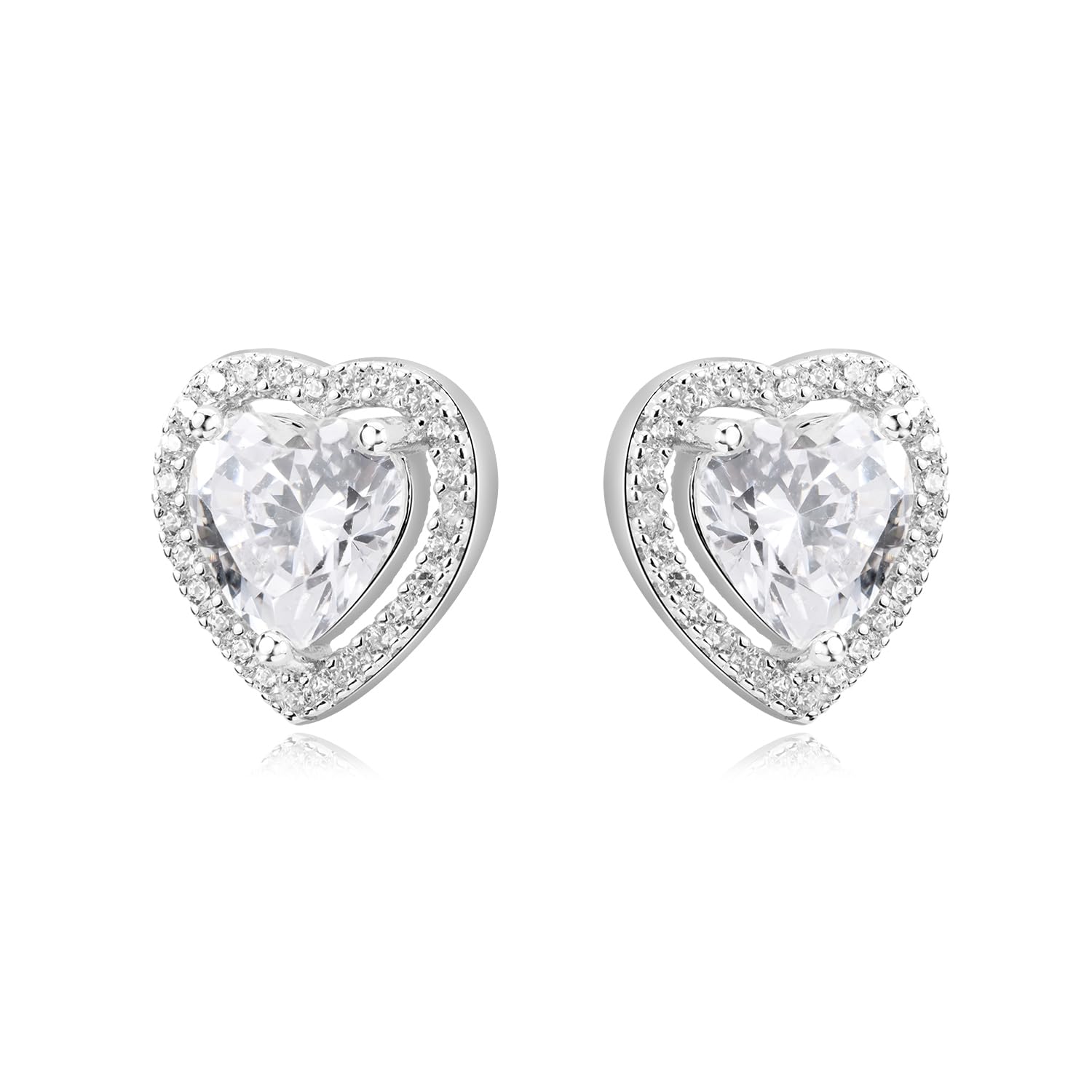 MISS JO 92.5 Sterling Silver Halo Heart Elegance Earrings, Heart Cut Solitaires, Elegant Whites Collection, Gift for Women, BIS Hallmarked (B0CPJ5HGJ5) Amazon Price History, Amazon Price Tracker
