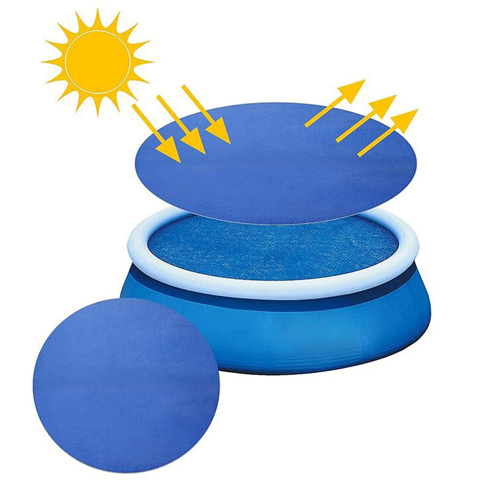 DAMX swimming pool cover round rectangular 8ft 10ft solar square round pool cover protector round swimming pool protector floor protection for swimming pools cloth round pool cover (8ft)