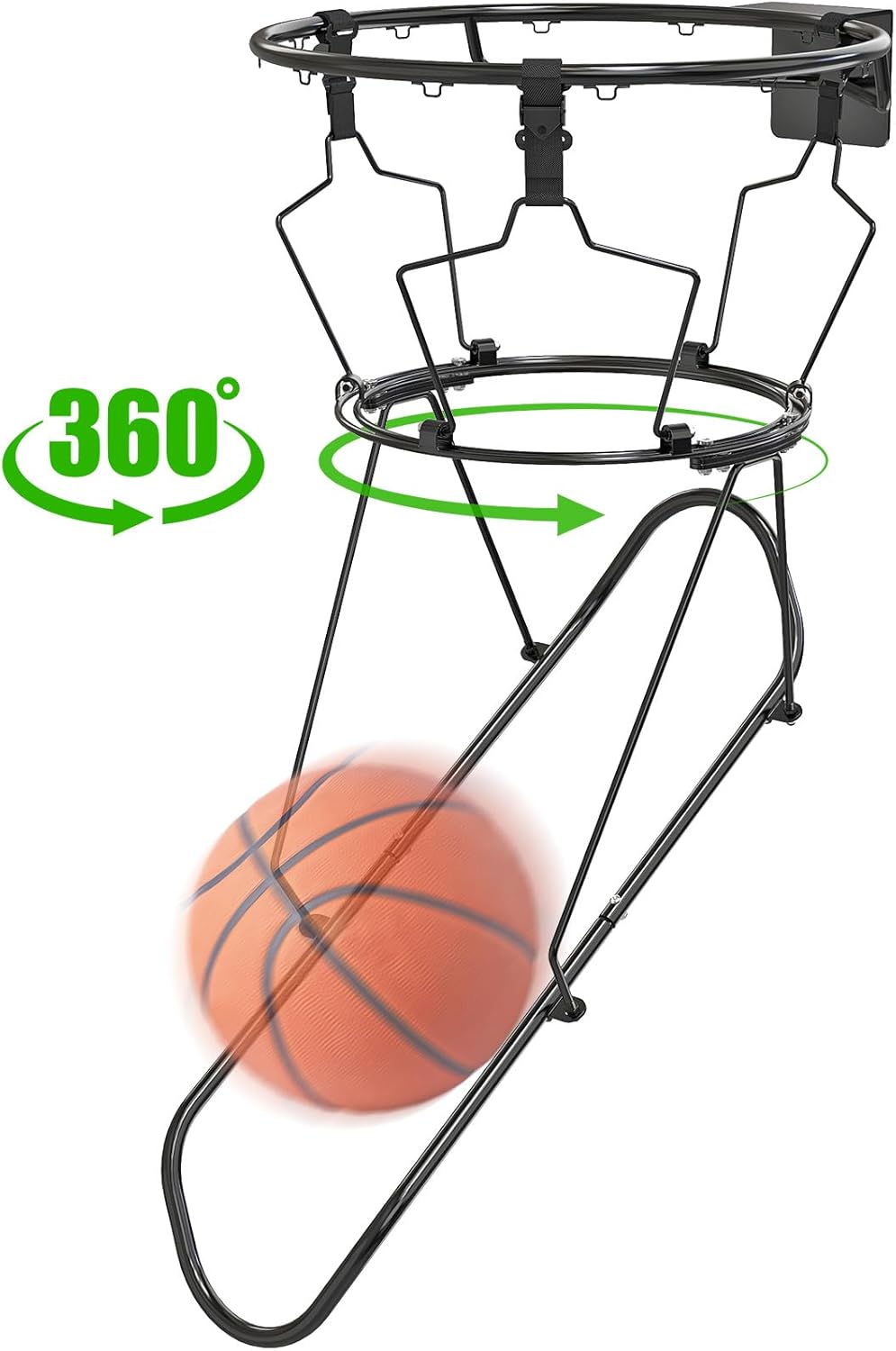 KingDolly 360° Swivel Track Basketball Return Attachment, Basketball Rebounder with 3 Anti-Slip Buckles, Ball Return for Basketball Hoop for Solo Practice, Shooting Training Indoor/Outdoor