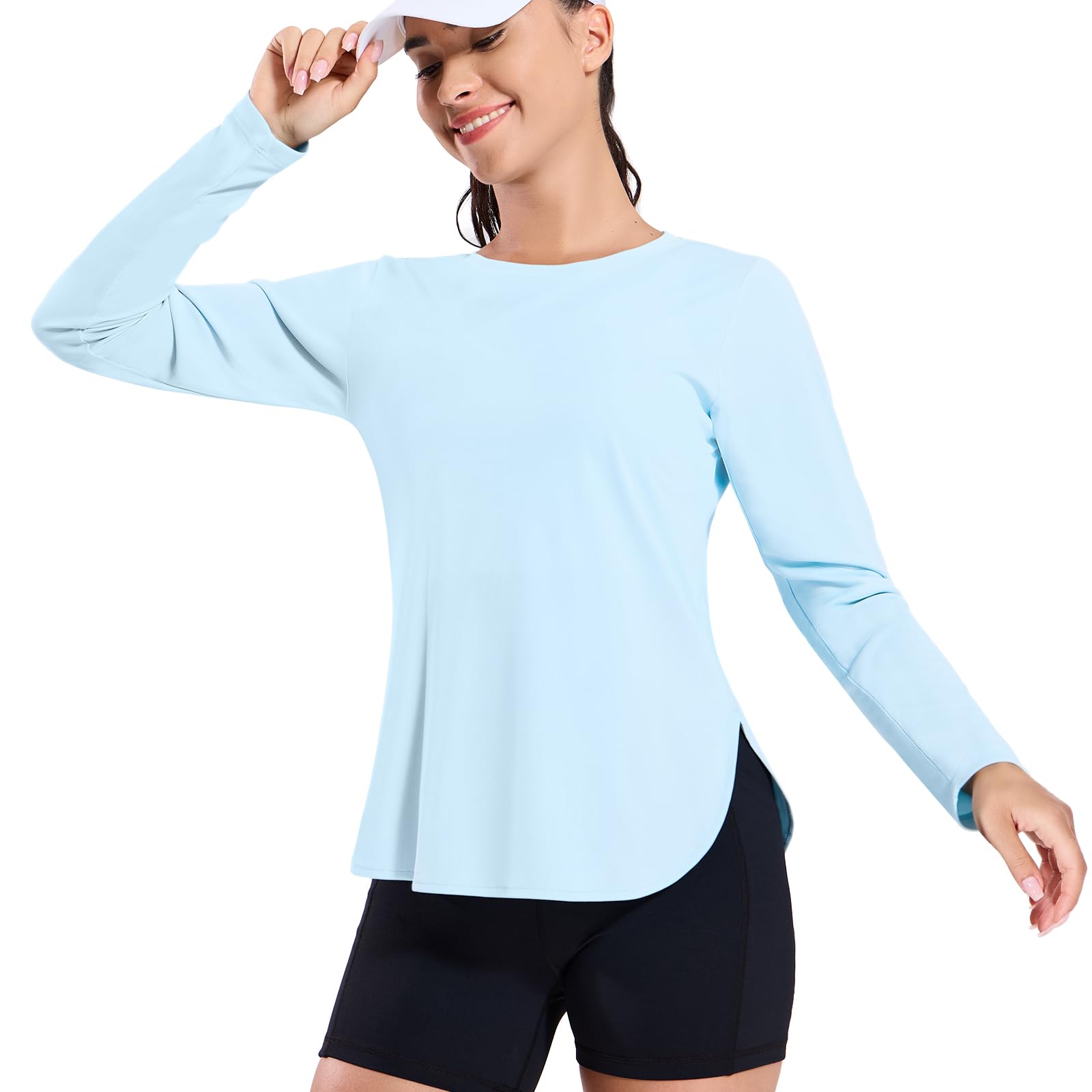 MIER Women's UPF 50+ Sun Shirts Long Sleeve Workout UV Protection Dry Fit Athletic Running Gym Hiking Tops Lightweight